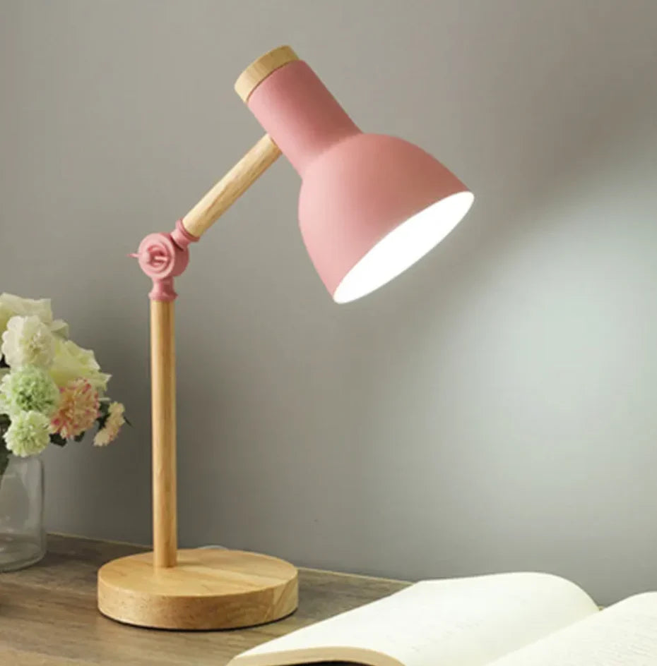 Kids Desk Lamp Adjustable & Foldable Warm LED Wooden Base