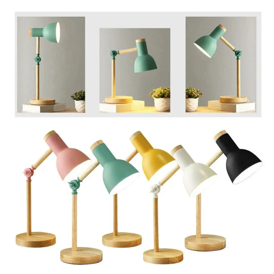 Kids Desk Lamp Adjustable & Foldable Warm LED Wooden Base
