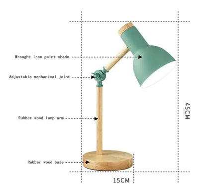 Kids Desk Lamp Adjustable & Foldable Warm LED Wooden Base