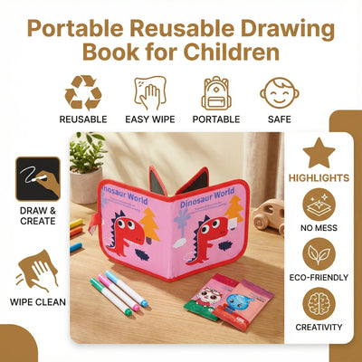Kids Drawing Book Wipe-Clean Reusable Travel Size
