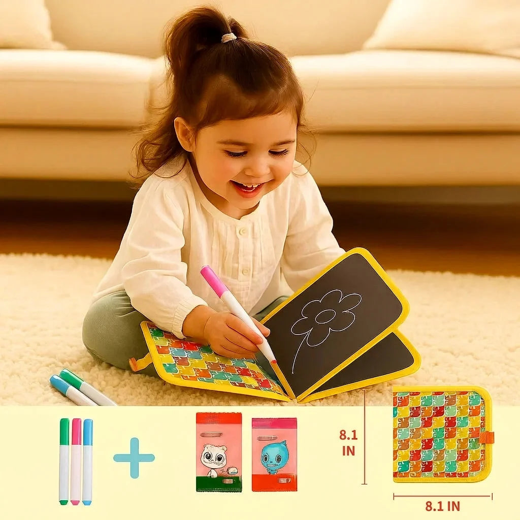 Kids Drawing Book Wipe-Clean Reusable Travel Size