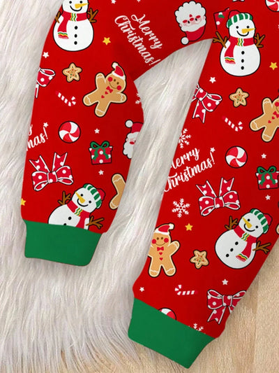 Kids Pajama Set Thermal Lined Stretch Knit Holiday Print