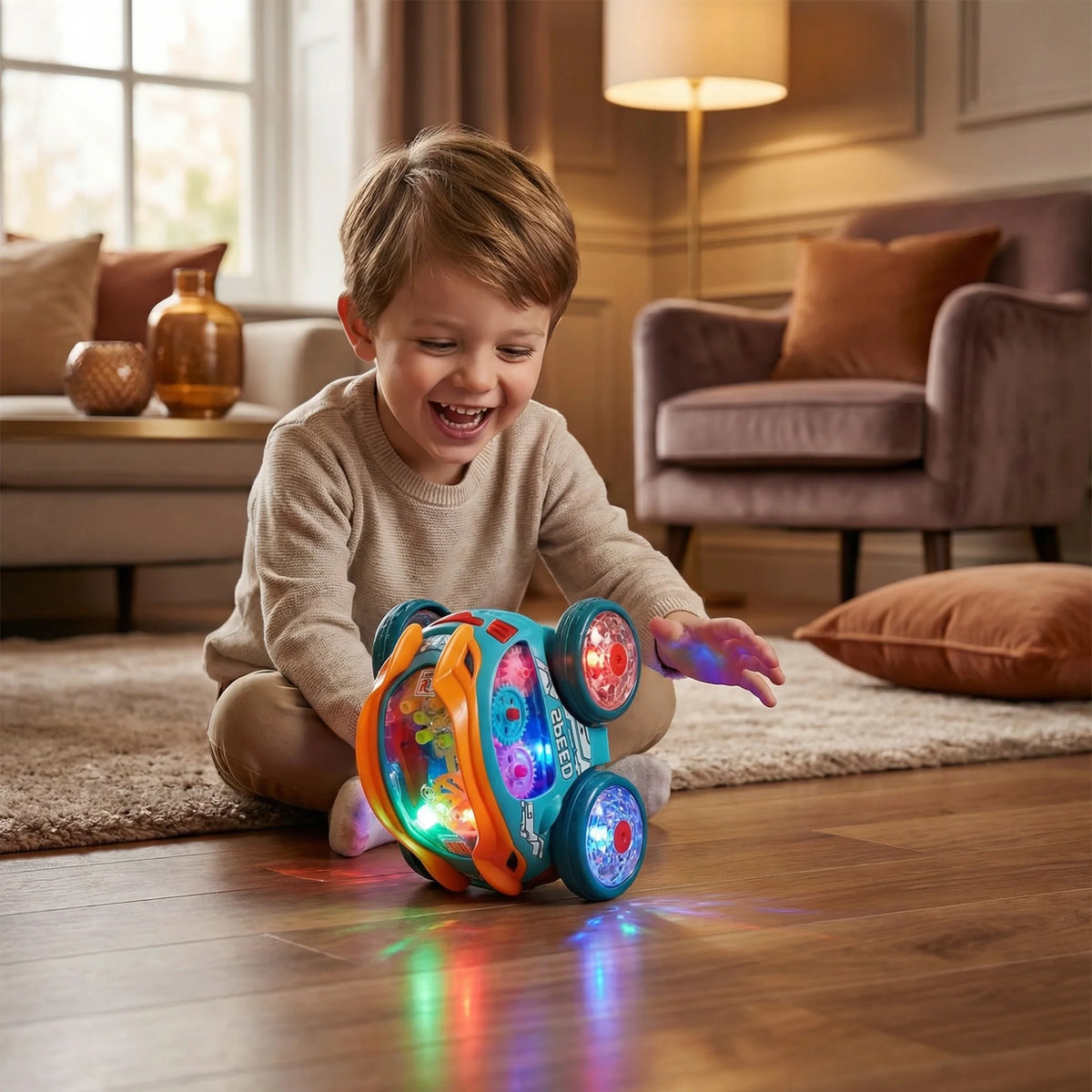Kids Stunt Car 360-Degree Flips Rechargeable Multicolor LED