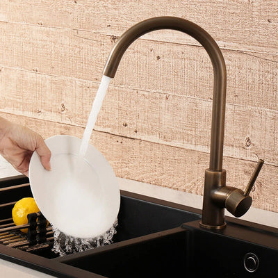 Kitchen Faucet Antique Brass 360° Swivel Spout Stainless Steel