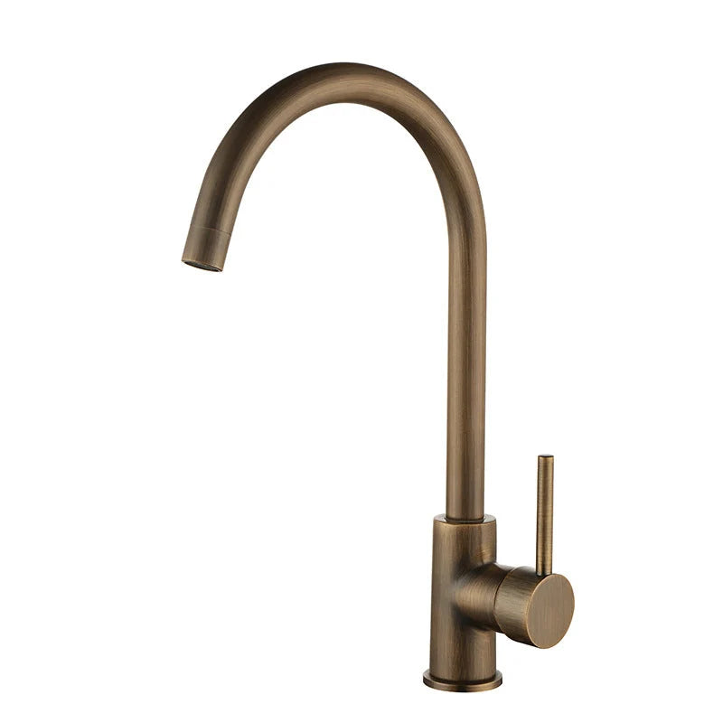 Kitchen Faucet Antique Brass 360° Swivel Spout Stainless Steel