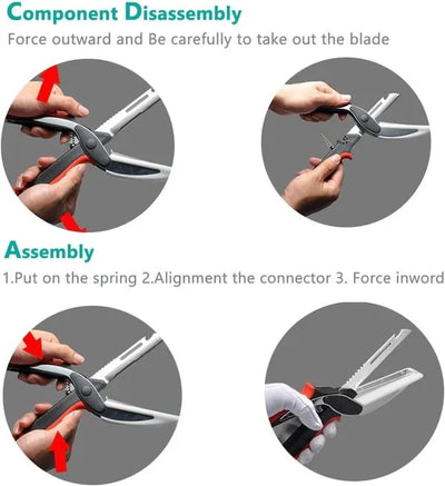 Kitchen Scissors Stainless Steel Blades Silicone Grip Safety Lock