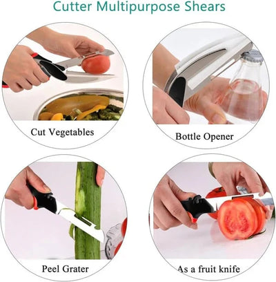 Kitchen Scissors Stainless Steel Blades Silicone Grip Safety Lock