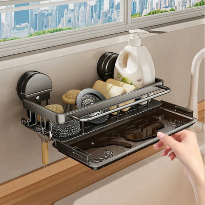 Kitchen Shelf Suction Cup Mount Aluminum Open Grid