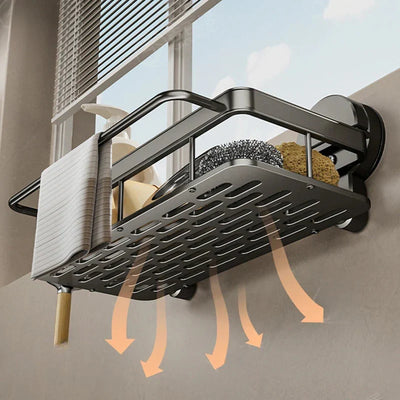 Kitchen Shelf Suction Cup Mount Aluminum Open Grid