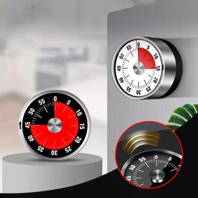 Kitchen Timer Mechanical Stainless Steel Magnetic Back