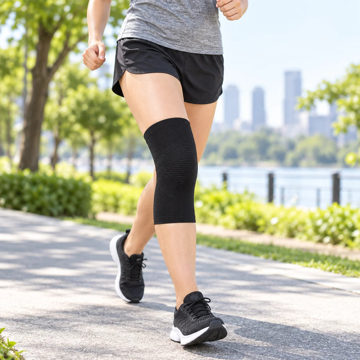 Knee Compression Sleeve Bamboo Fabric Breathable Flexible Support