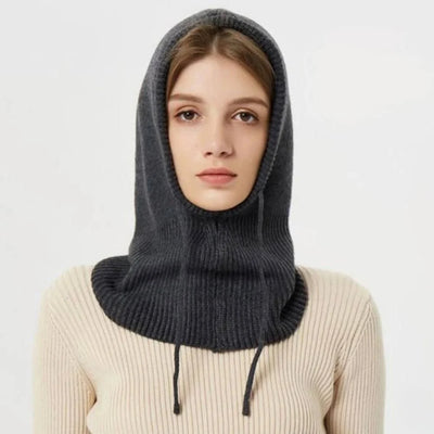 Knit Winter Hat 100% Cashmere Adjustable Hood