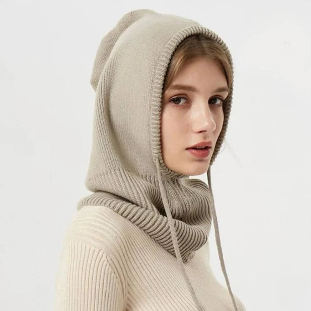 Knit Winter Hat 100% Cashmere Adjustable Hood