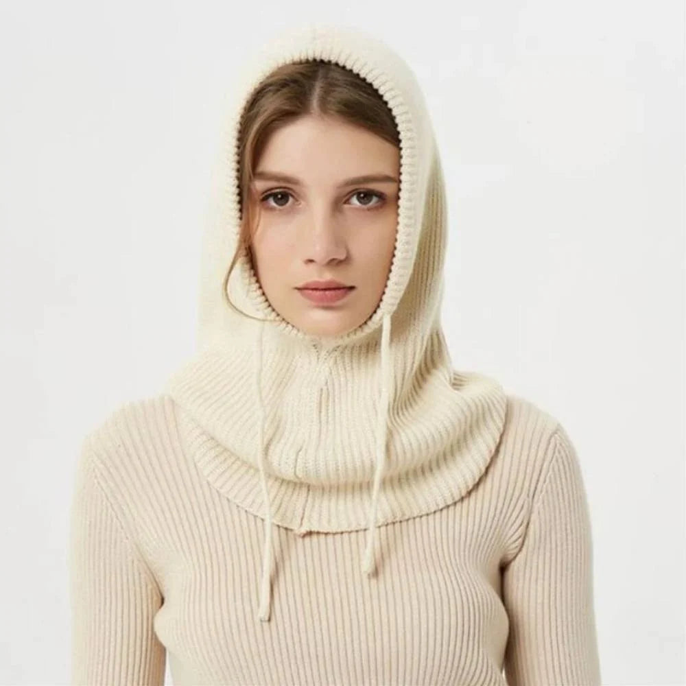 Knit Winter Hat 100% Cashmere Adjustable Hood