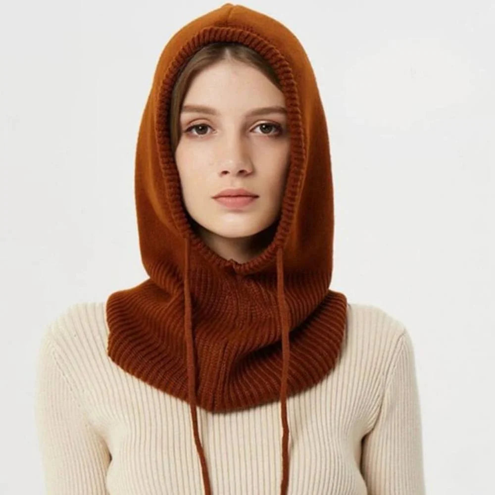 Knit Winter Hat 100% Cashmere Adjustable Hood