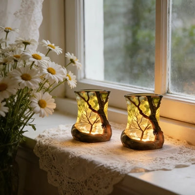 LED Ambient Lamp Tree Motif Glass Warm White