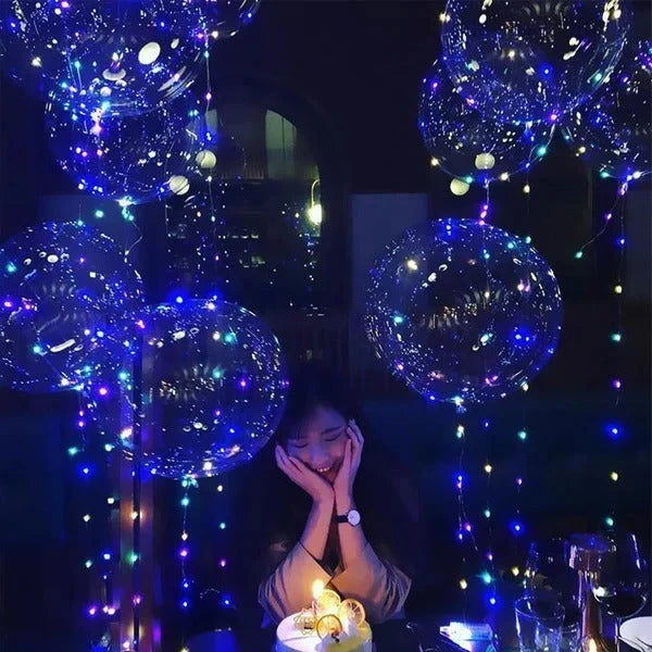 LED Balloon Set Color-Changing Lights Reusable Holder Natural Latex