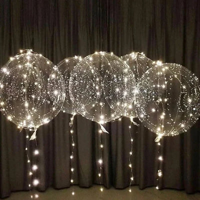LED Balloon Set Color-Changing Lights Reusable Holder Natural Latex