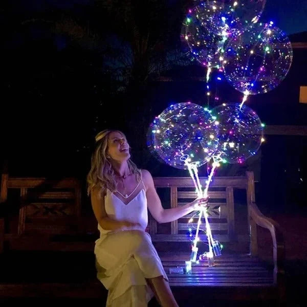 LED Balloon Set Color-Changing Lights Reusable Holder Natural Latex