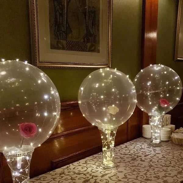 LED Balloon Set Color-Changing Lights Reusable Holder Natural Latex
