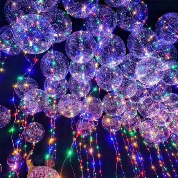 LED Balloon Set Color-Changing Lights Reusable Holder Natural Latex