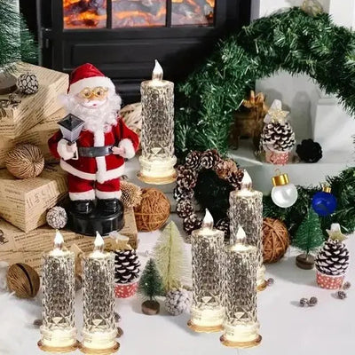 LED Candles Faceted Crystal-Look Flameless Set of 4