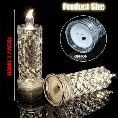 LED Candles Faceted Crystal-Look Flameless Set of 4