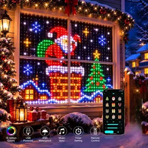 LED Curtain Lights RGB App-Controlled Music Sync