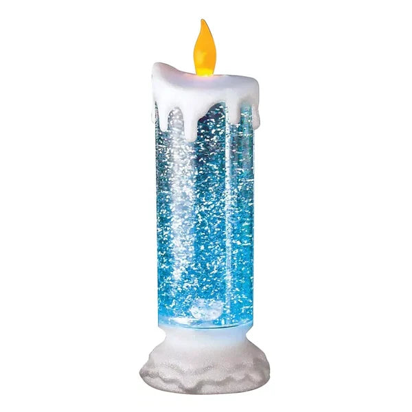 LED Liquid Candle Color-Changing Spinning Glitter USB or Battery-Powered