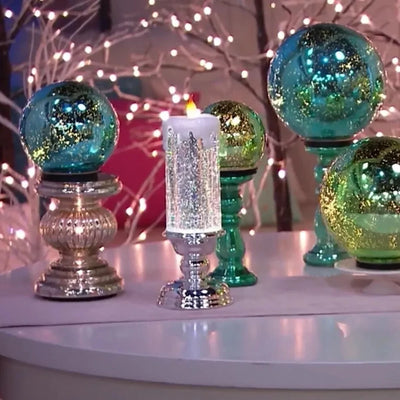 LED Liquid Candle Color-Changing Spinning Glitter USB or Battery-Powered
