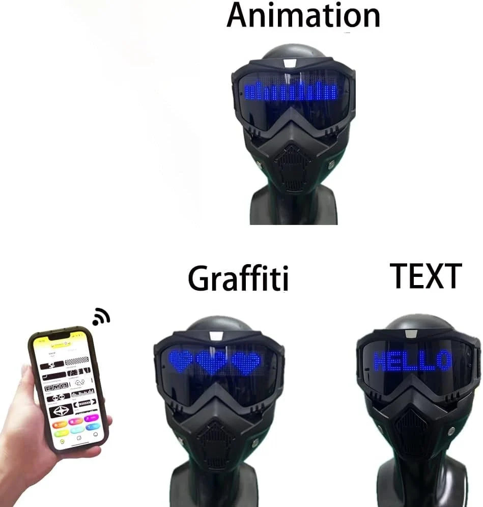 LED Mask App-Controlled Custom Display 8-Hour Runtime