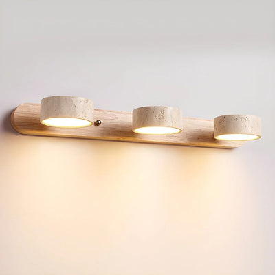 LED Wall Light Travertine Wood Dual Integrated Lighting
