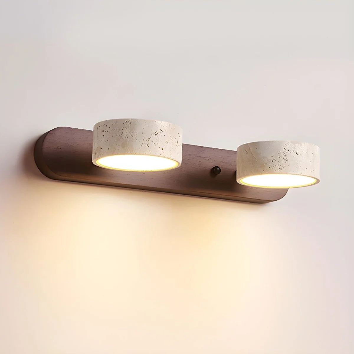 LED Wall Light Travertine Wood Dual Integrated Lighting