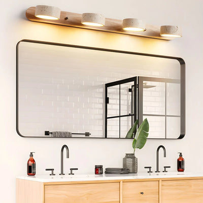 LED Wall Light Travertine Wood Dual Integrated Lighting