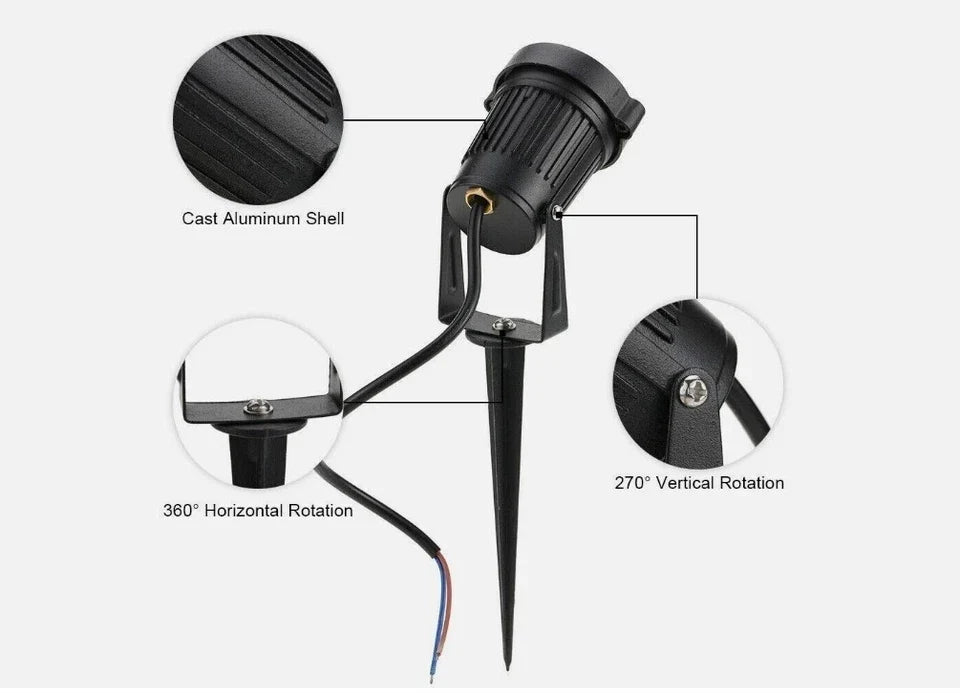 Landscape Spotlights 10-Pack Adjustable Weatherproof IP65