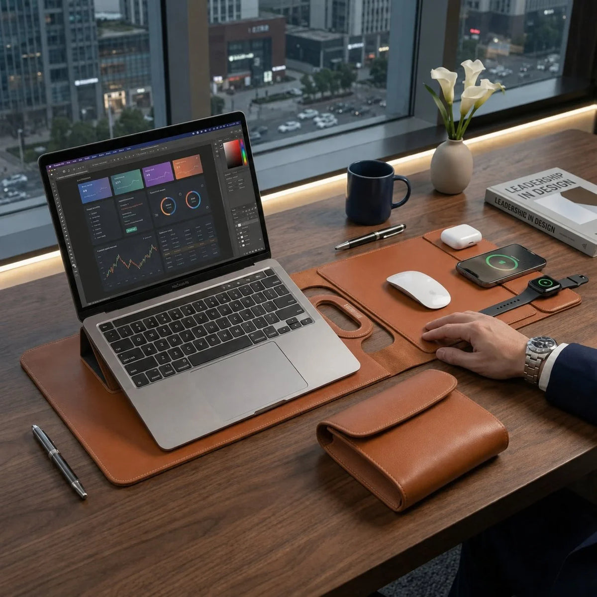 Laptop Bag Foldable 3-Device Wireless Charger & Integrated Laptop Stand