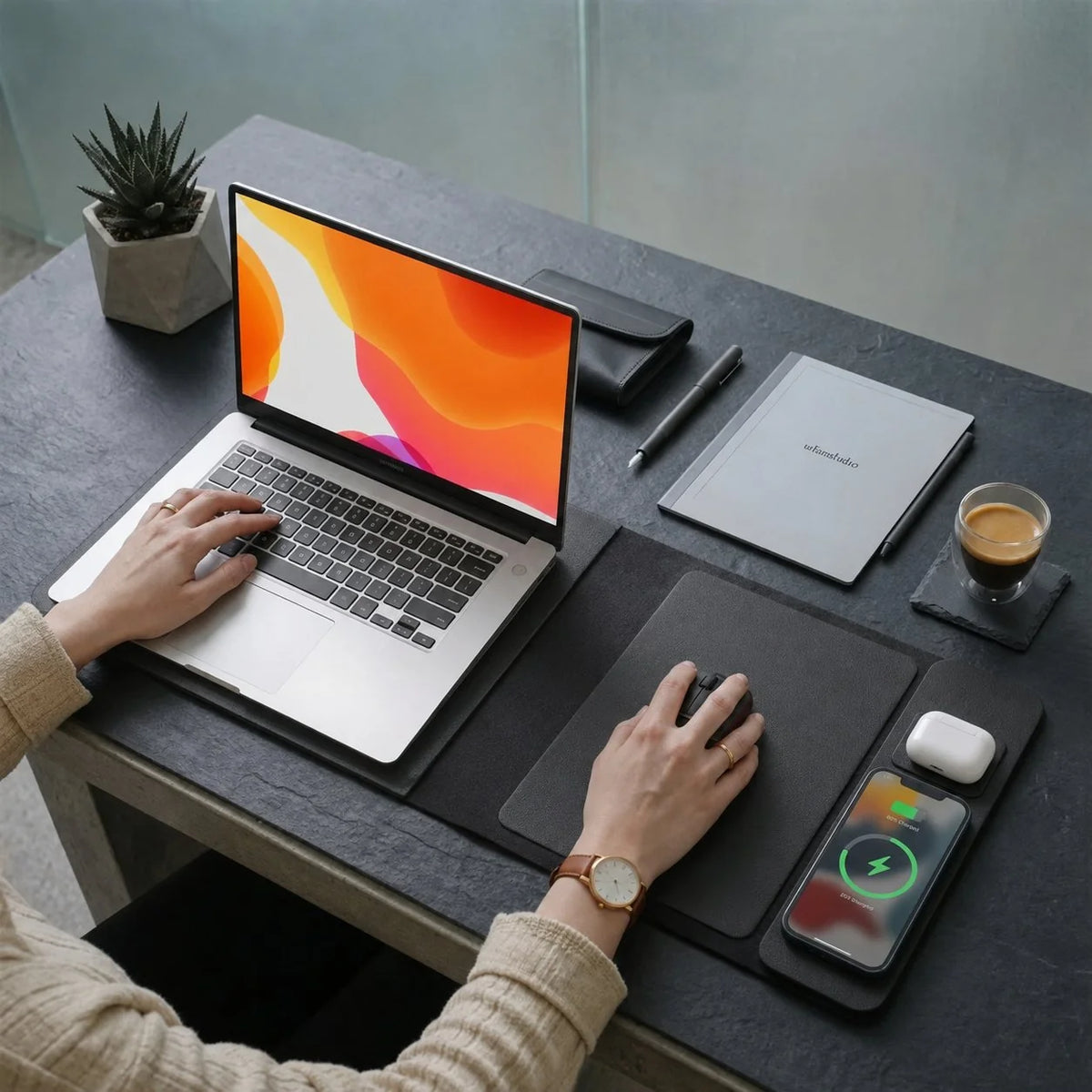 Laptop Bag Foldable 3-Device Wireless Charger & Integrated Laptop Stand