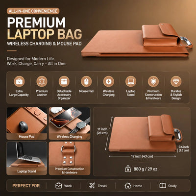 Laptop Bag Foldable 3-Device Wireless Charger & Integrated Laptop Stand
