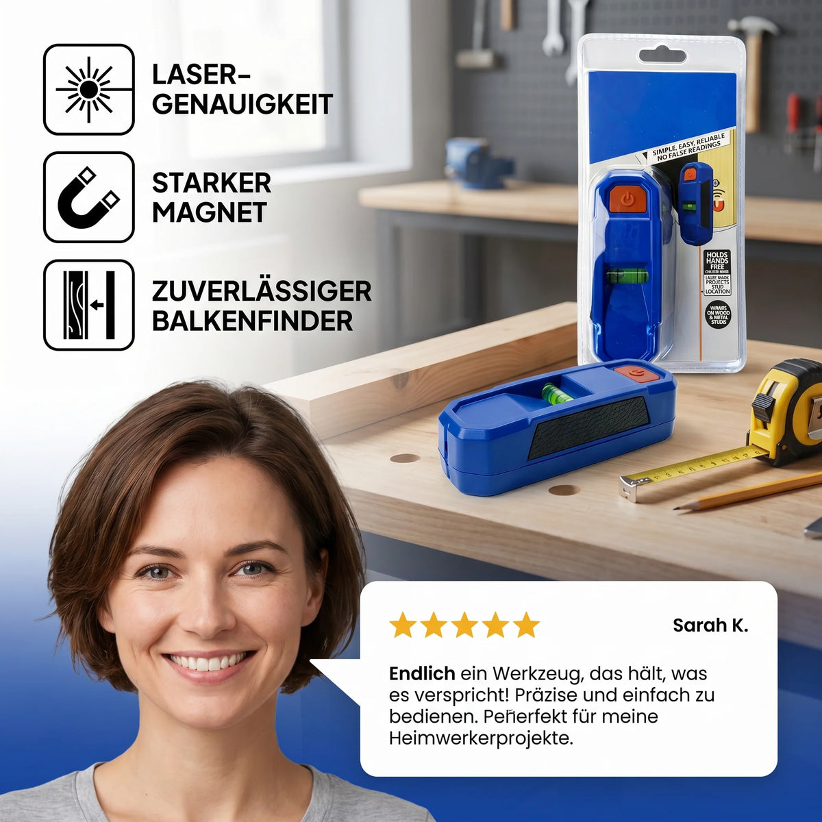 Laser Level 3-In-1 Stud Finder Magnetic Base