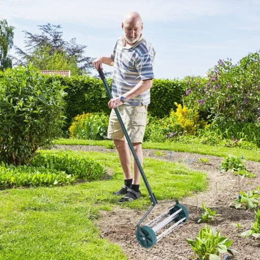 Lawn Aerator Push-Style Rolling Spikes Ergonomic Handle