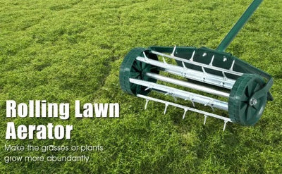 Lawn Aerator Push-Style Rolling Spikes Ergonomic Handle