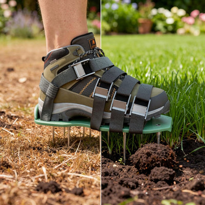 Lawn Aerator Shoes Adjustable Straps Metal Spikes