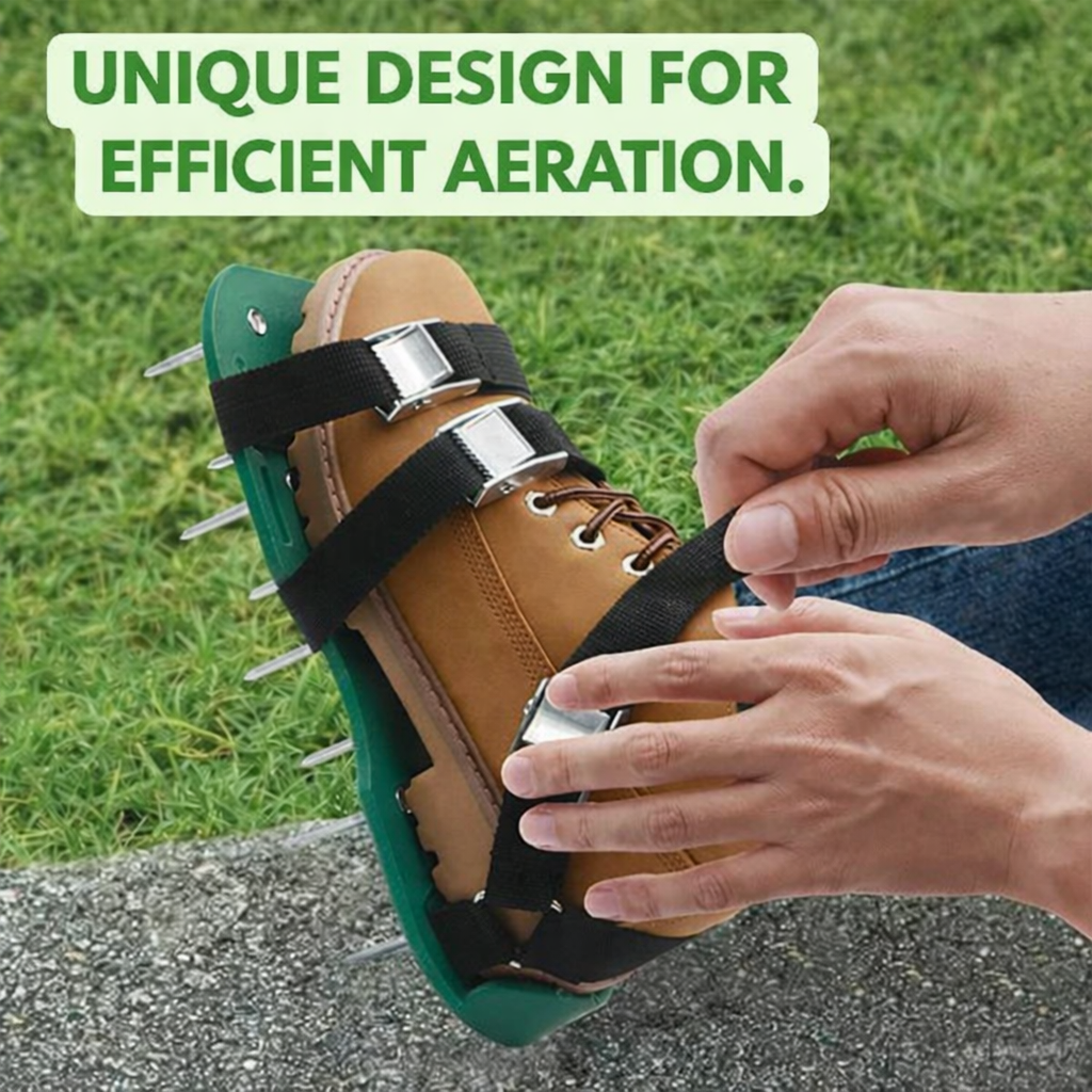 Lawn Aerator Shoes Adjustable Straps Metal Spikes