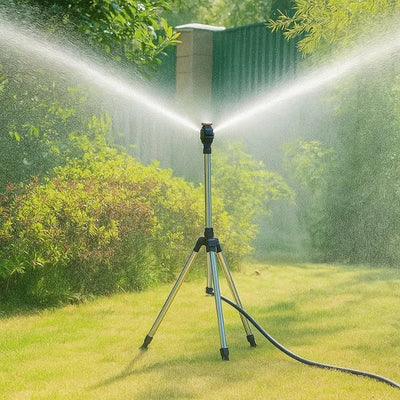 Lawn Sprinkler 360-Degree Rotating Head Adjustable Tripod Height