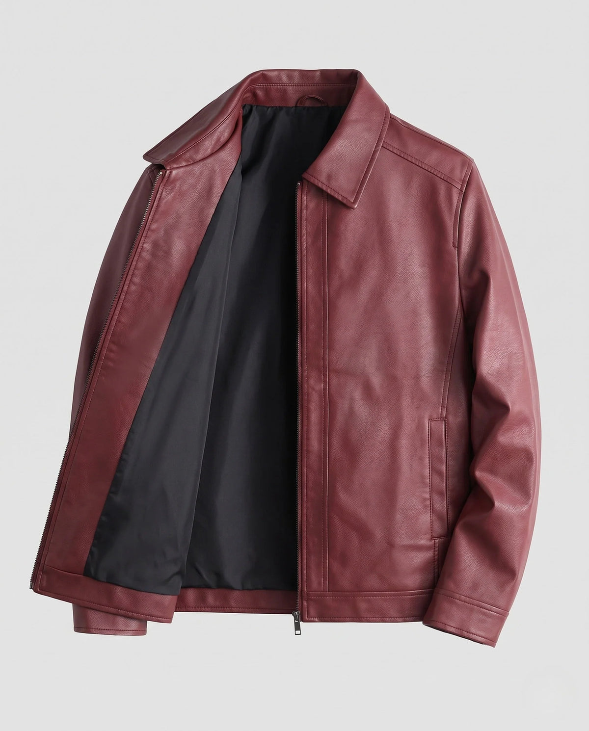 Leather Jacket Modern Fit Practical Pockets