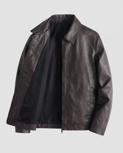Leather Jacket Modern Fit Practical Pockets