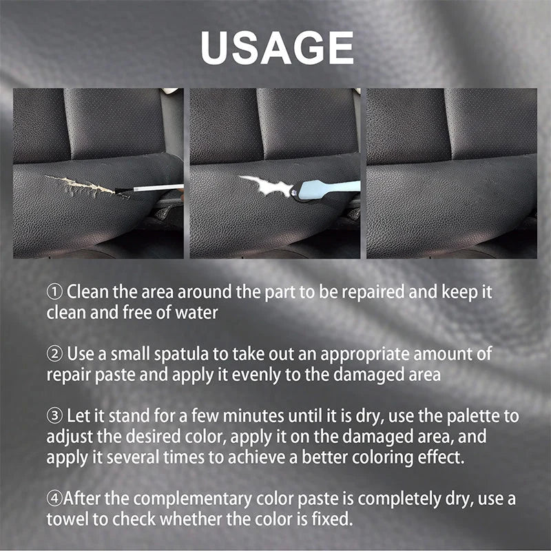 Leather Repair Kit 6-Color Paste Brush & Spatula Water-Resistant