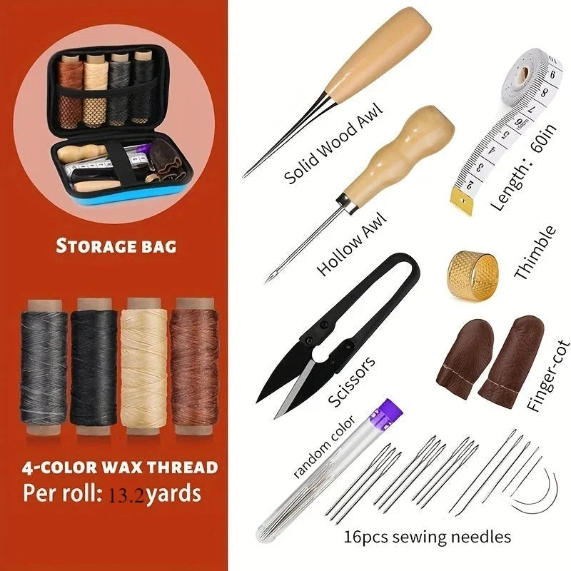 Leather Repair Sewing Kit Waxed Thread & Precision Needles