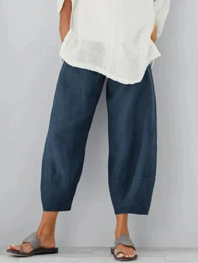 Linen Pants 100% Linen Relaxed Straight Leg Drawstring Waist