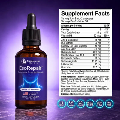 Liquid Dietary Supplement Throat & Stomach Lining Support